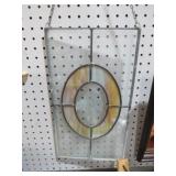 LEADED STAINED GLASS ROSE WINDOW WALL HANGING