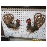 (2) METAL ROOSTER WALL HANGINGS