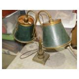 DBL BRASS STAND TBL LAMP W/ SHADES