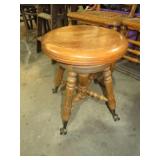 GLASS BALL & CLAW  FOOTED ORGAN STOOL
