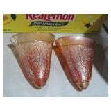 PAIR VTG JEANETTE GLASS   MARIGOLD WALL POCKETS