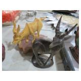 (2) HANDCARVED WOOD ANIMAL FIGURES