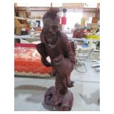 VTG HANDCARVED WOOD ASIAN FISHERMAN FIGURE