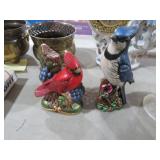 (2) VTG. CERAMIC BLUE JAY & CARDINAL FIGURINES