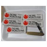 (5) WORLDS FAIR BRASS KNIVES ( NOS)
