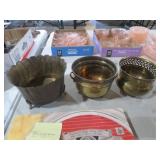 (3) VINTAGE BRASS FOOTED PLANTERS