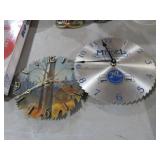 (2) SAW BLADE WALL CLOCKS