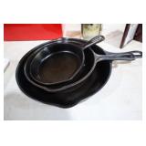 3 GREAT CAST IRON SKILLETS