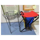 METAL PLANTSTAND & CAMPING STORAGE CHAIR