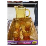 VTG LIBBY COUNTRY GARDEN PITCHER & 4 GLASSES