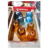 VTG. AMBER & BLUE VOTIV CUP CANDLE HOLDERS