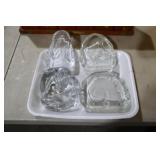 4 GLASS CARVED PAPER WEIGHTS