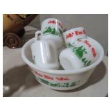 ANCHOR HOCKING MILK GLASS PUNCH BOWL/CUPS
