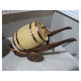 WOOD BARREL ON DOLLY