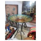 NICE GLASS SUNFLOWER BIRD BATH ON STAND