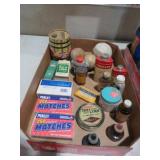 BOX FULL OF TINS & MISC ITEMS