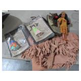 VTG INDIAN MOSSACANS, DRESS & DOLL W/(2) TRIBAL DO
