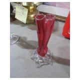 DORNEN GLASS VICTORIAN RUBY RED THORN VASE
