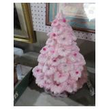 VINTAGE LIGHT UP PINK CERAMIC CHRISTMAS TREE