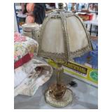 SLAG GLASS BRASS BASE LAMP