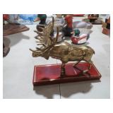 SOLID BRASS MOOSE ON STAND