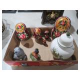 RUSSIAN NESTING DOLLS,GINGER JAR & MISC