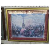 FRAMED ARTIST SIGNED CHURCH STEEPLE PRINT