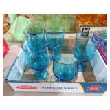 ANCHOR HOCKING FLAIR BLUE WINE GLASSES