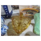VTG AMBER HAZEL ATLAS PINWHEEL CANDY DISH