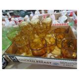 ANCHOR HOCKING FAIRFIELD AMBER GOBLETS& AMBER MUGS