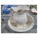 HANDPAINTED CERAMIC WATER PITCHER & BOWL