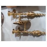 PAIR BRASS WALL SCONCES