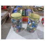 (2) MASON JARS W/ MARBLES
