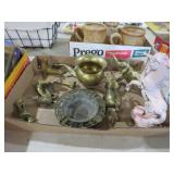 COLL. BRASS ANIMALS, FIGURES , SPITTOON & MISC