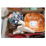 WOOD BOWL, WOOD CARVED SWAN, MISC