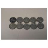 (10) BUFFALO NICKELS VARIOUS DATES & MM