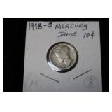 1918 S MERCURY DIME 90%