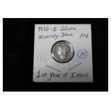 1916 S MERCURY DIME 90%
