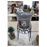 WIRE PLANT STAND, GALVANIZED BUCKET