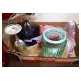 STEMWARE, GREEN GLASS JAR, MISC