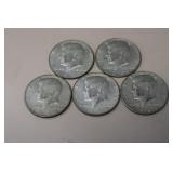 (5) 40% SILVER KENNEDY HALF DOLLARS