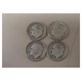 (4) ROOSEVELT DIMES VARIOUS DATES & MM 90%