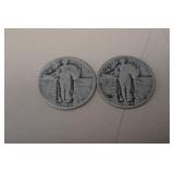 1927 P, 28 P STANDING LIBERTY QTRS. 90%