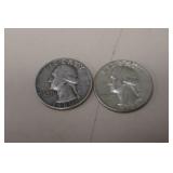 1960 P, 64 P WASHINGTON QUARTERS 90%