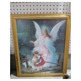 FRAMED ANGEL W/ CHILDREN PRINT