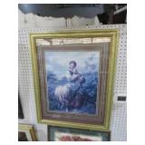 GOLD FRAMED LITTLE GIRL W/ LAMBS