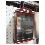 CHERRY FINISH 1DR GLASS HANGING CURIO WALL CABINET