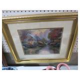GOLD FRAMED VILLAGE PRINT -ARTIST SIGNED