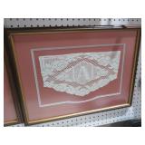 FRAMED CROCHETED DOLIE FOLKART PIECE