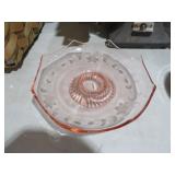 VTG OCTAGON ETCHED PINK DEPRESSION BOWL